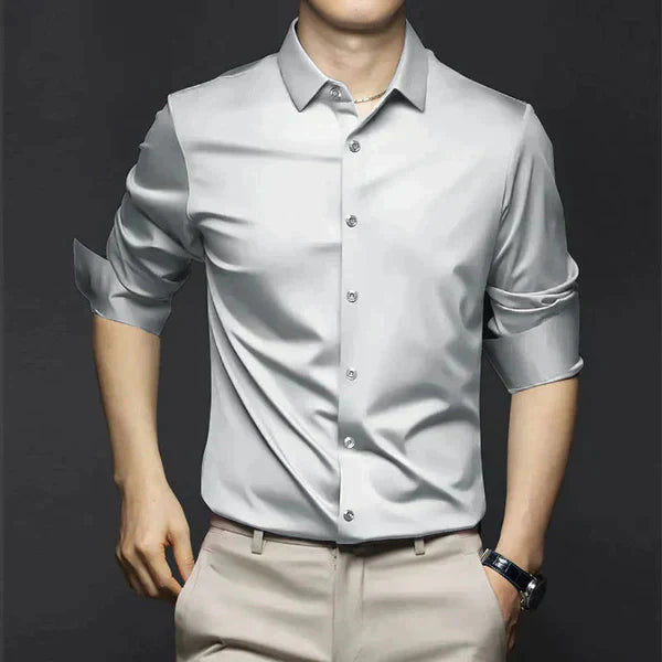 Herren Slim Fit Hemd Frühling Leicht Baumwolle Weiß