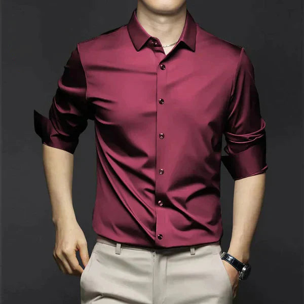 Herren Slim Fit Hemd Frühling Leicht Baumwolle Weiß