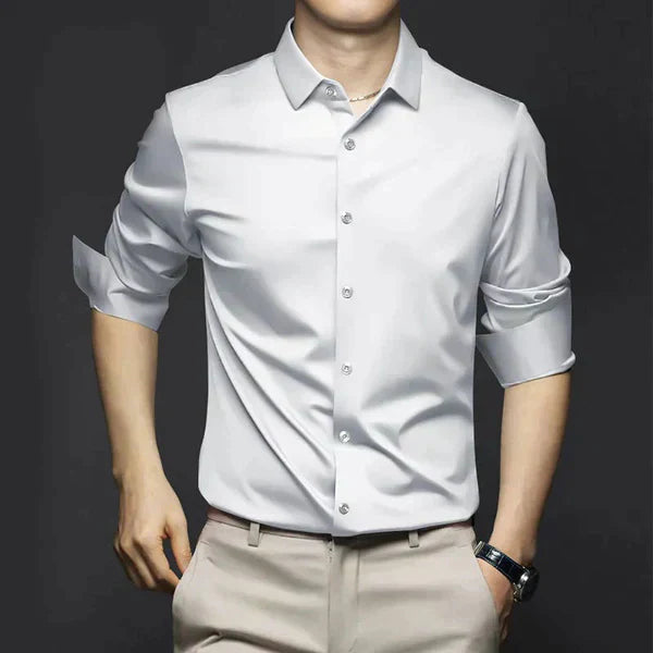 Herren Slim Fit Hemd Frühling Leicht Baumwolle Weiß