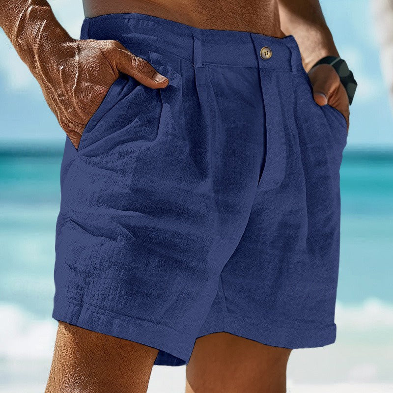 Herren Casual Shorts Kordelzug Taschen Beige