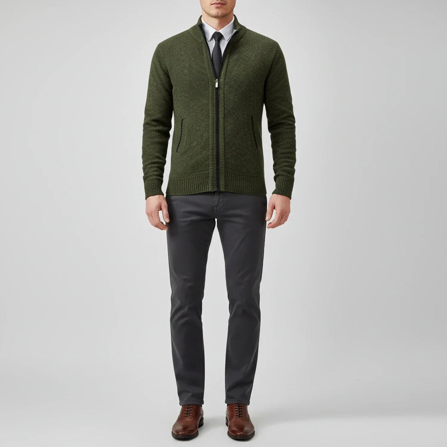 Herren Strickjacke Reißverschluss Vorne