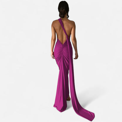 Damen Maxikleid Ein-Schulter-Neckholder