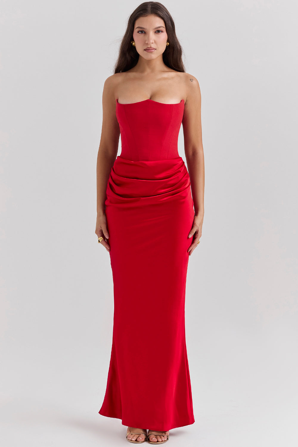 Eveloria Damen Trägerloses Maxikleid Korsett