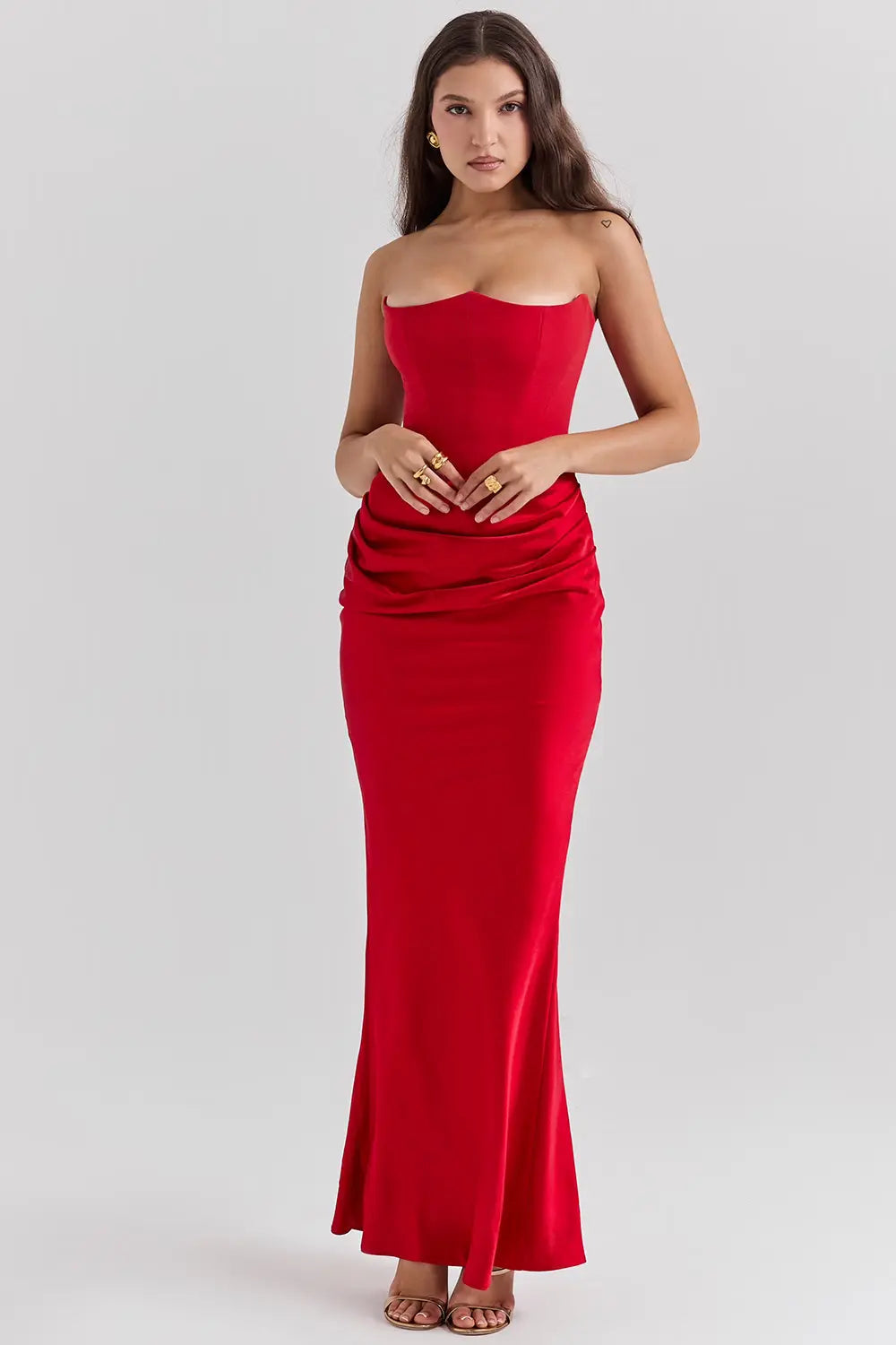 Damen Trägerloses Abendkleid Maxi