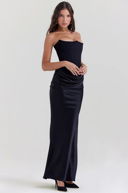 Damen Trägerloses Abendkleid Maxi
