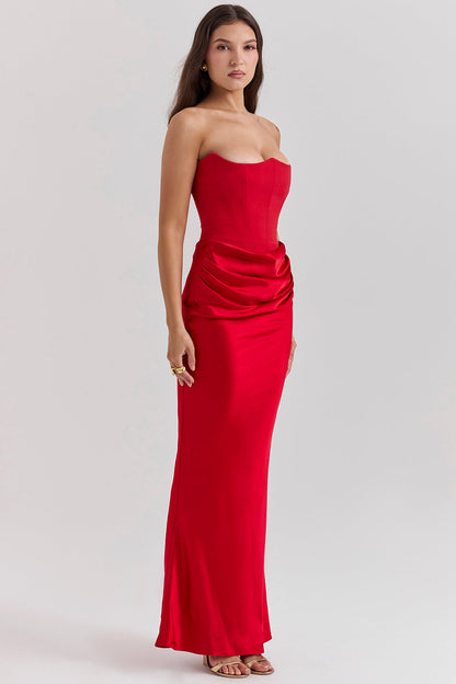 Eveloria Damen Trägerloses Maxikleid Korsett