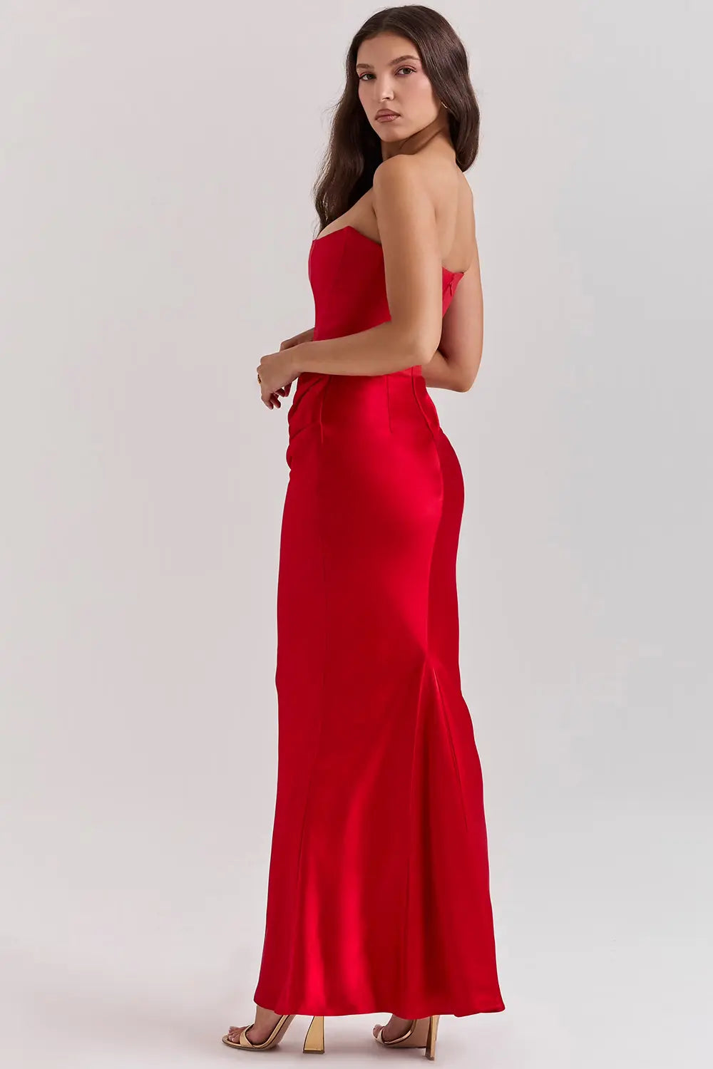 Damen Trägerloses Abendkleid Maxi