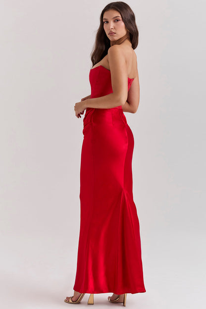 Eveloria Damen Trägerloses Maxikleid Korsett