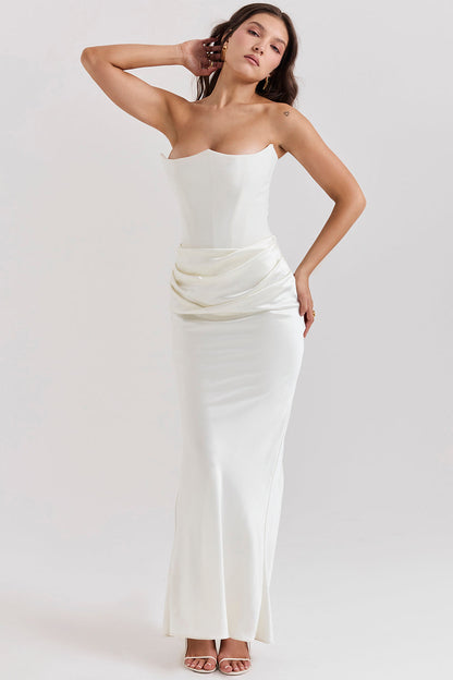 Eveloria Damen Trägerloses Maxikleid Korsett
