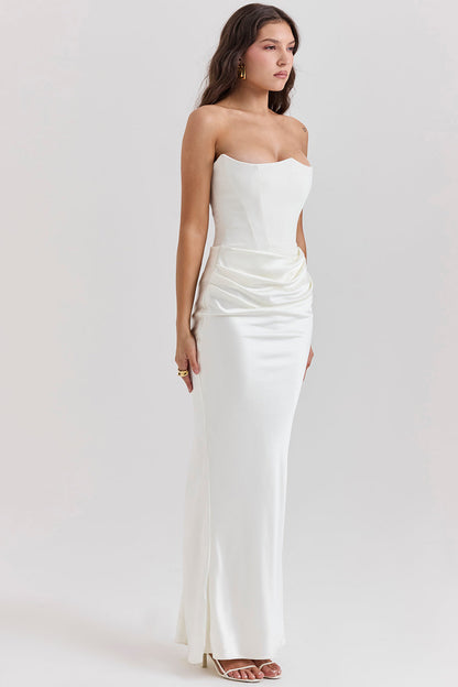 Eveloria Damen Trägerloses Maxikleid Korsett