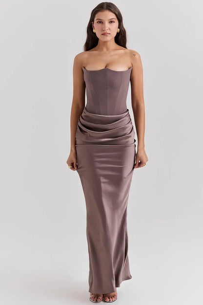 Damen Trägerloses Abendkleid Maxi
