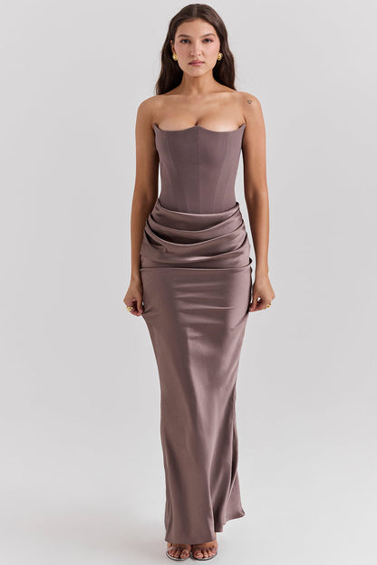 Eveloria Damen Trägerloses Maxikleid Korsett