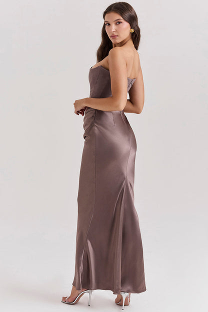 Eveloria Damen Trägerloses Maxikleid Korsett