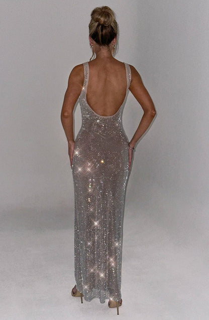Damen Maxikleid Glänzend Figurbetonend Elegant