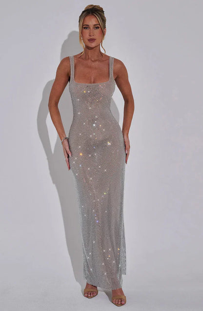 Damen Maxikleid Glänzend Figurbetonend Elegant