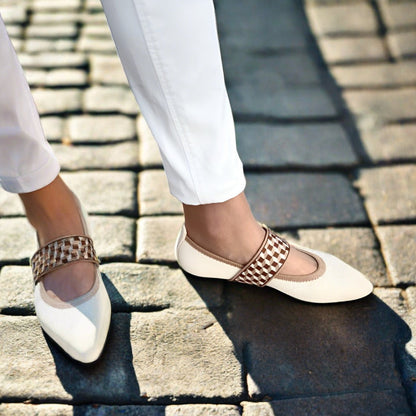 Eveloria Damen Sommerschuhe Elegantes Leder Beige