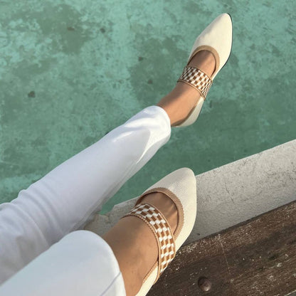 Eveloria Damen Sommerschuhe Elegantes Leder Beige