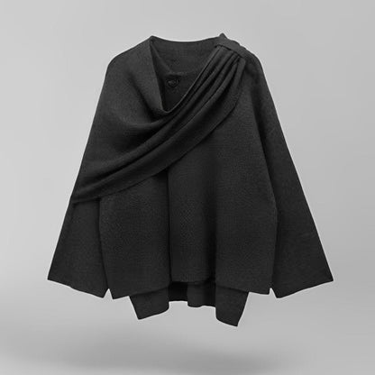 Damen Poncho Asymmetrisch Wolle Elegantes Design