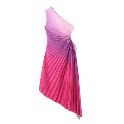 Eveloria Damen Ein-Schulter-Kleid Faltenrock Taillierte Abendkleid
