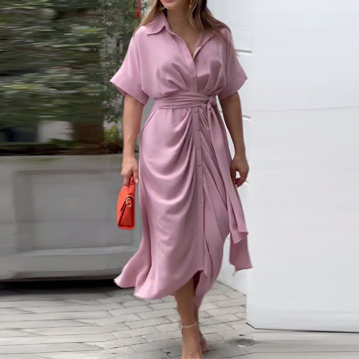 Eveloria Damen Midikleid Bindegürtel