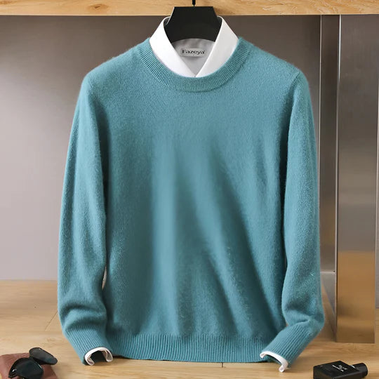 Herren Kaschmirpullover Rundhals Klassisch Beige