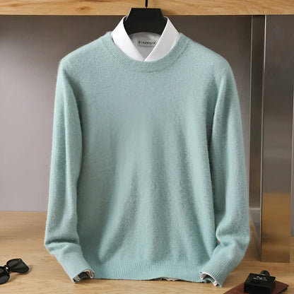 Herren Kaschmirpullover Rundhals Klassisch Beige