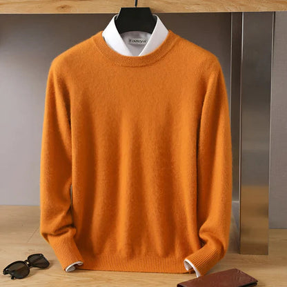 Herren Kaschmirpullover Rundhals Klassisch Beige