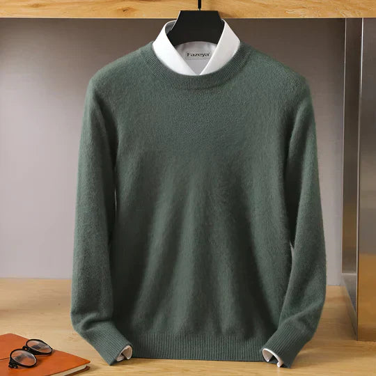 Herren Kaschmirpullover Rundhals Klassisch Beige