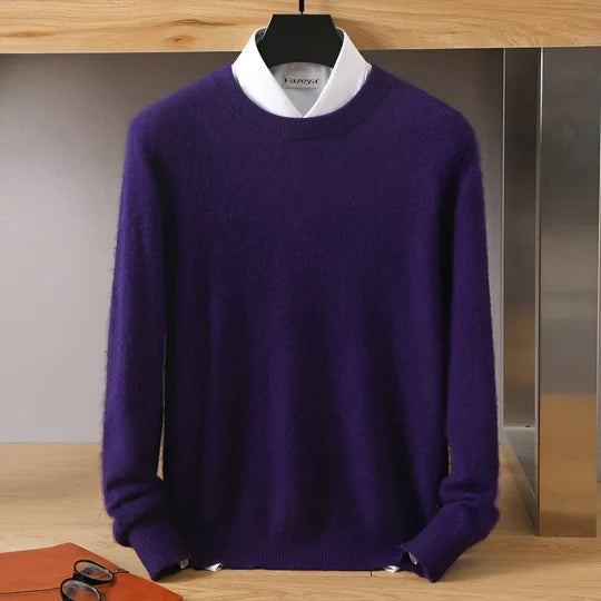 Herren Kaschmirpullover Rundhals Klassisch Beige