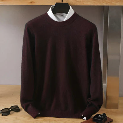 Herren Kaschmirpullover Rundhals Klassisch Beige