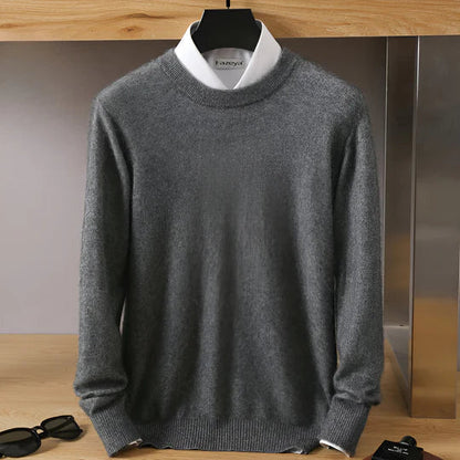 Herren Kaschmirpullover Rundhals Klassisch Beige