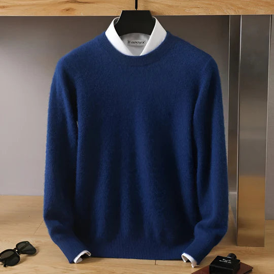Herren Kaschmirpullover Rundhals Klassisch Beige