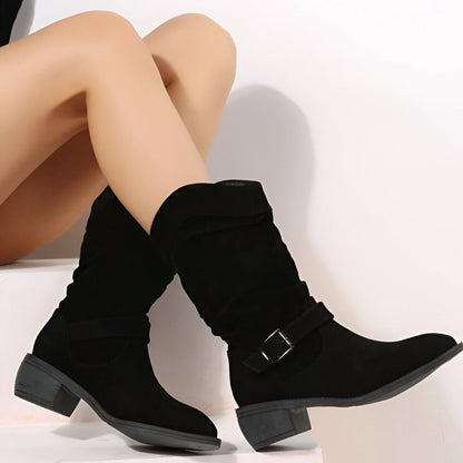 Damen Kunst-Wildleder Stiefel Plüsch Innenbesatz Komfort