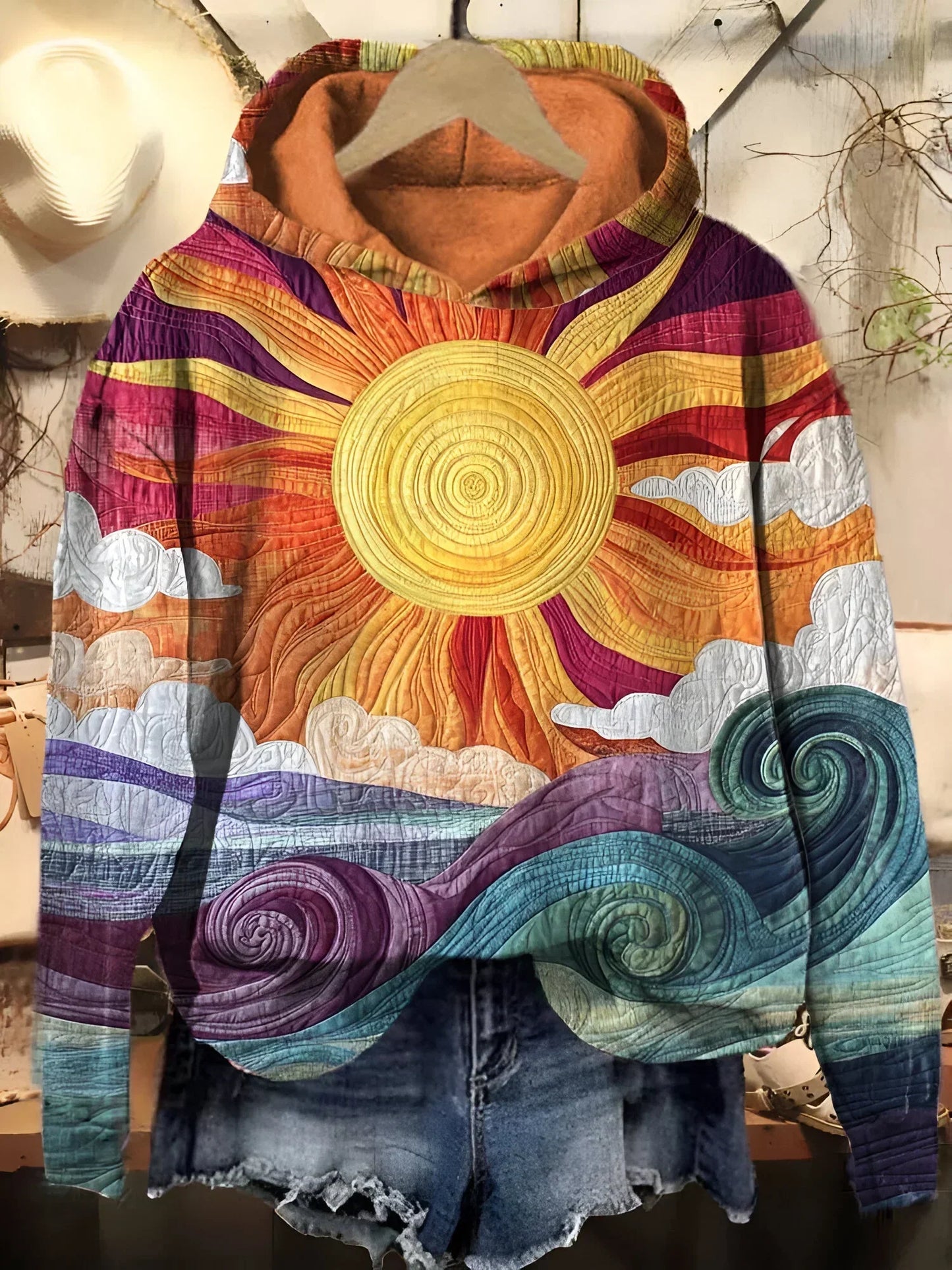 Damen Hoodie Vintage Bedruckt - Eveloria