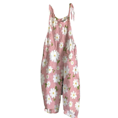 Damen Latzhose Jeans Blumenmuster