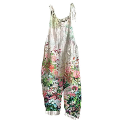 Damen Latzhose Jeans Blumenmuster