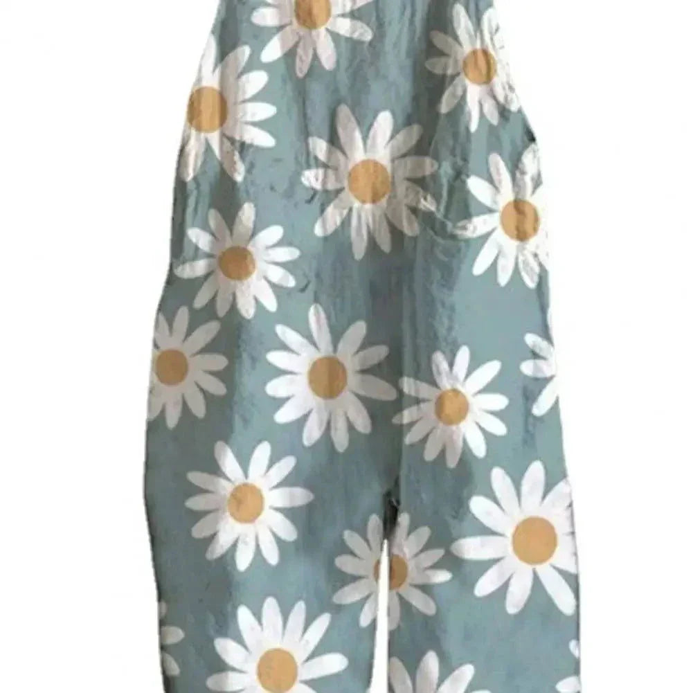 Damen Latzhose Jeans Blumenmuster