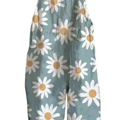 Damen Latzhose Jeans Blumenmuster