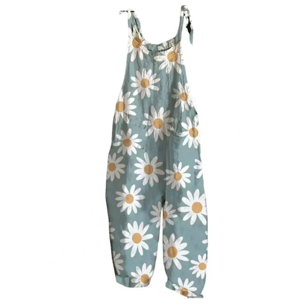 Damen Latzhose Jeans Blumenmuster