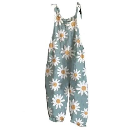 Damen Latzhose Jeans Blumenmuster