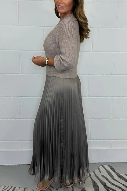 Eveloria Damen Pullover mit Faltenrock Lang