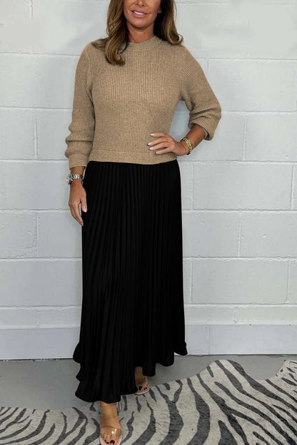 Eveloria Damen Pullover mit Faltenrock Lang