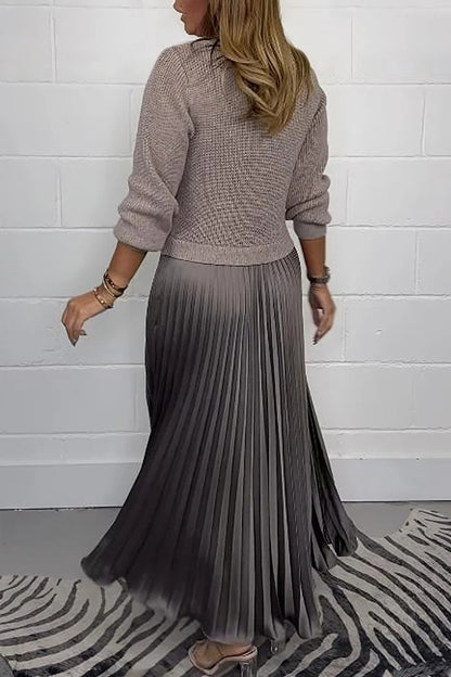 Eveloria Damen Pullover mit Faltenrock Lang