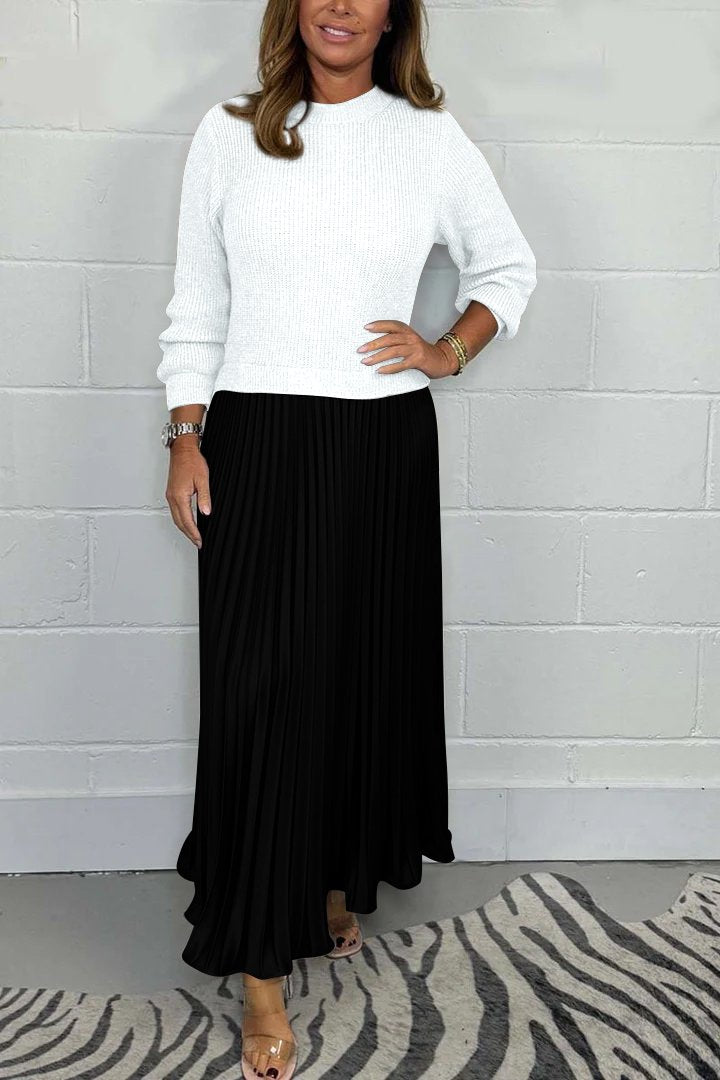 Eveloria Damen Pullover mit Faltenrock Lang