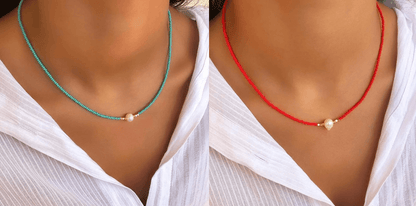 Eveloria Damen Perlenkette Elegantes Design Weiß