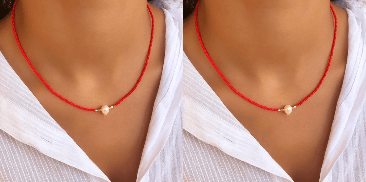 Eveloria Damen Perlenkette Elegantes Design Weiß