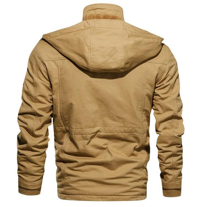 Herren Winterjacke Warm Gefüttert mit Kapuze, Mehreren Taschen,