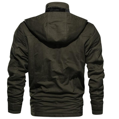 Herren Winterjacke Warm Gefüttert mit Kapuze, Mehreren Taschen,