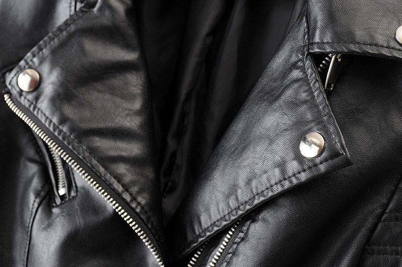 Eveloria Damen Lederbikerjacke