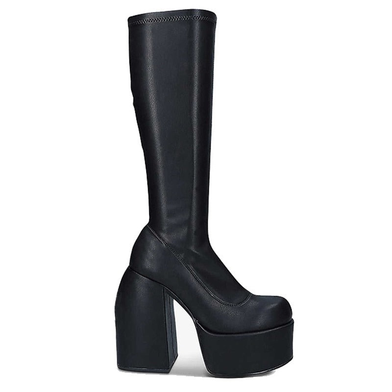 Eveloria Damen Kniestiefel Hochabsatz